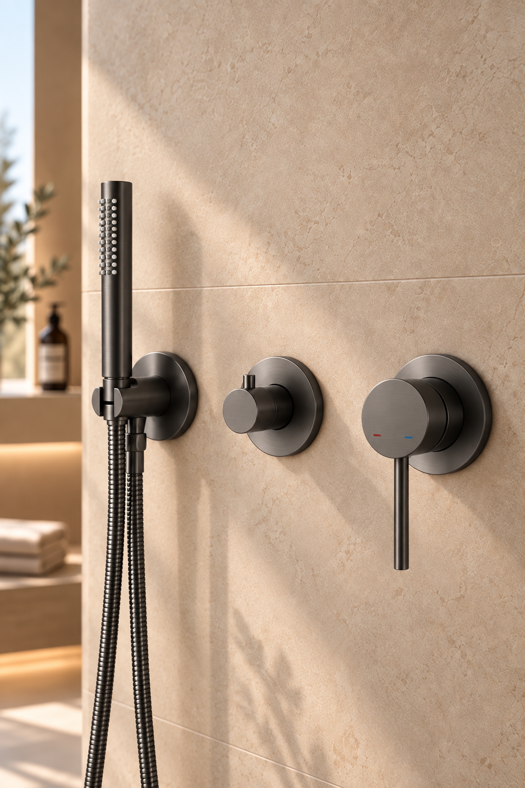 Colonne de douche encastrée gris anthracite NÉVÉA