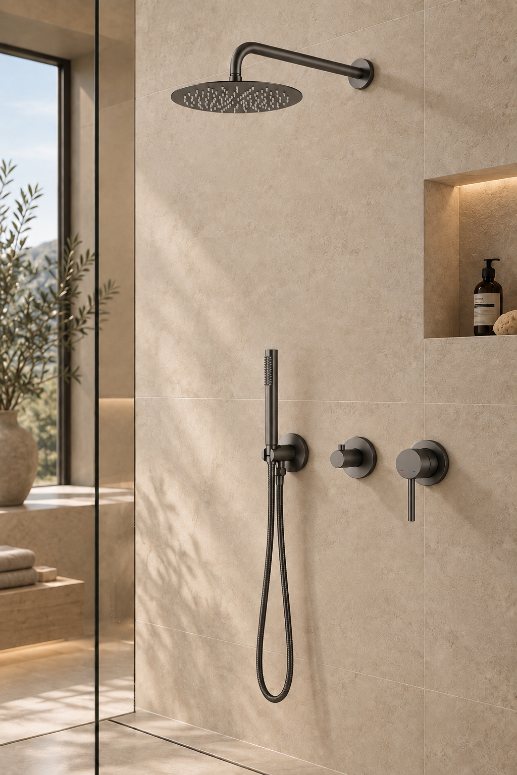 Colonne de douche encastrée gris anthracite NÉVÉA