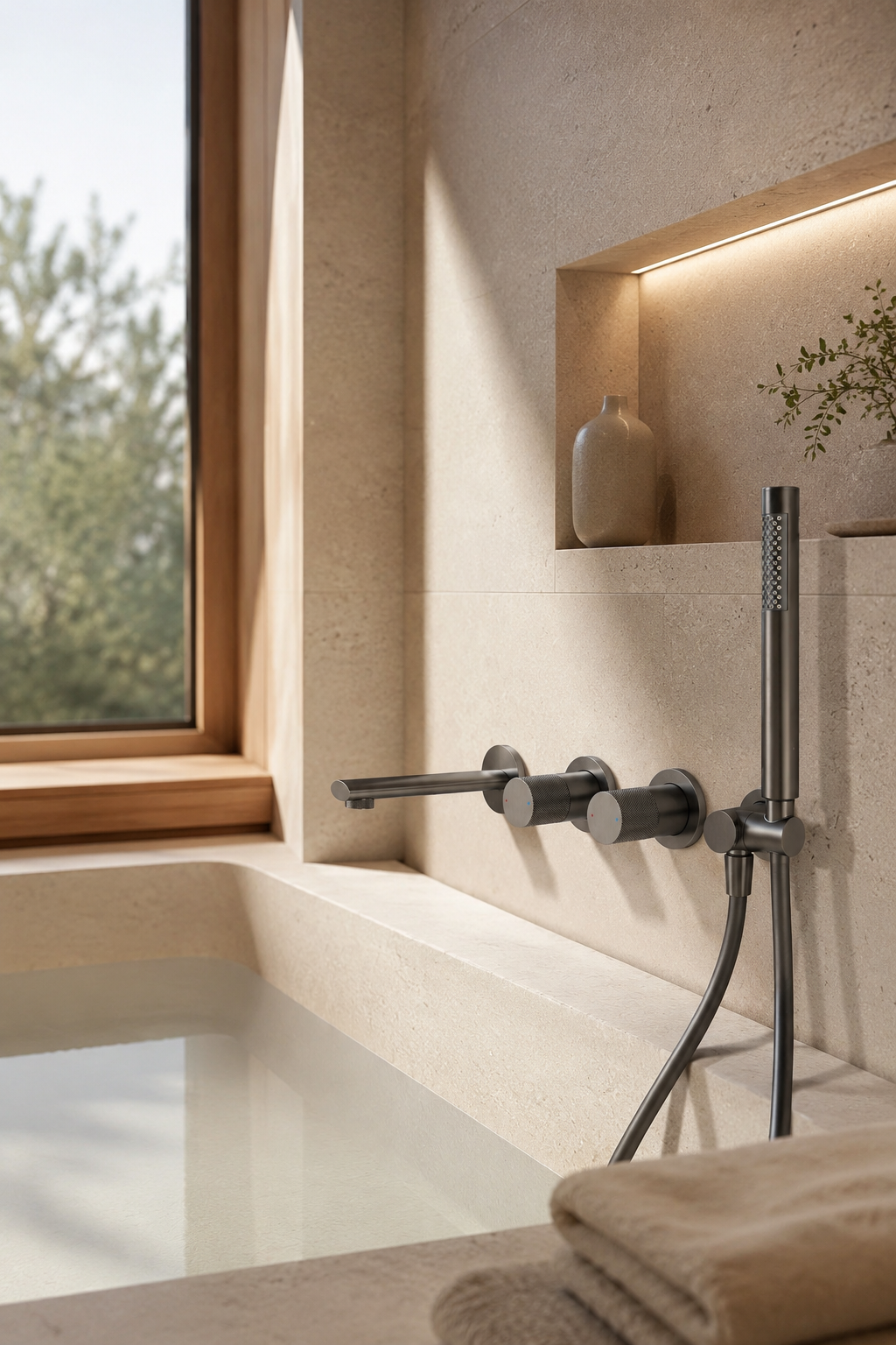 Robinet de baignoire mural gris anthracite AITANA