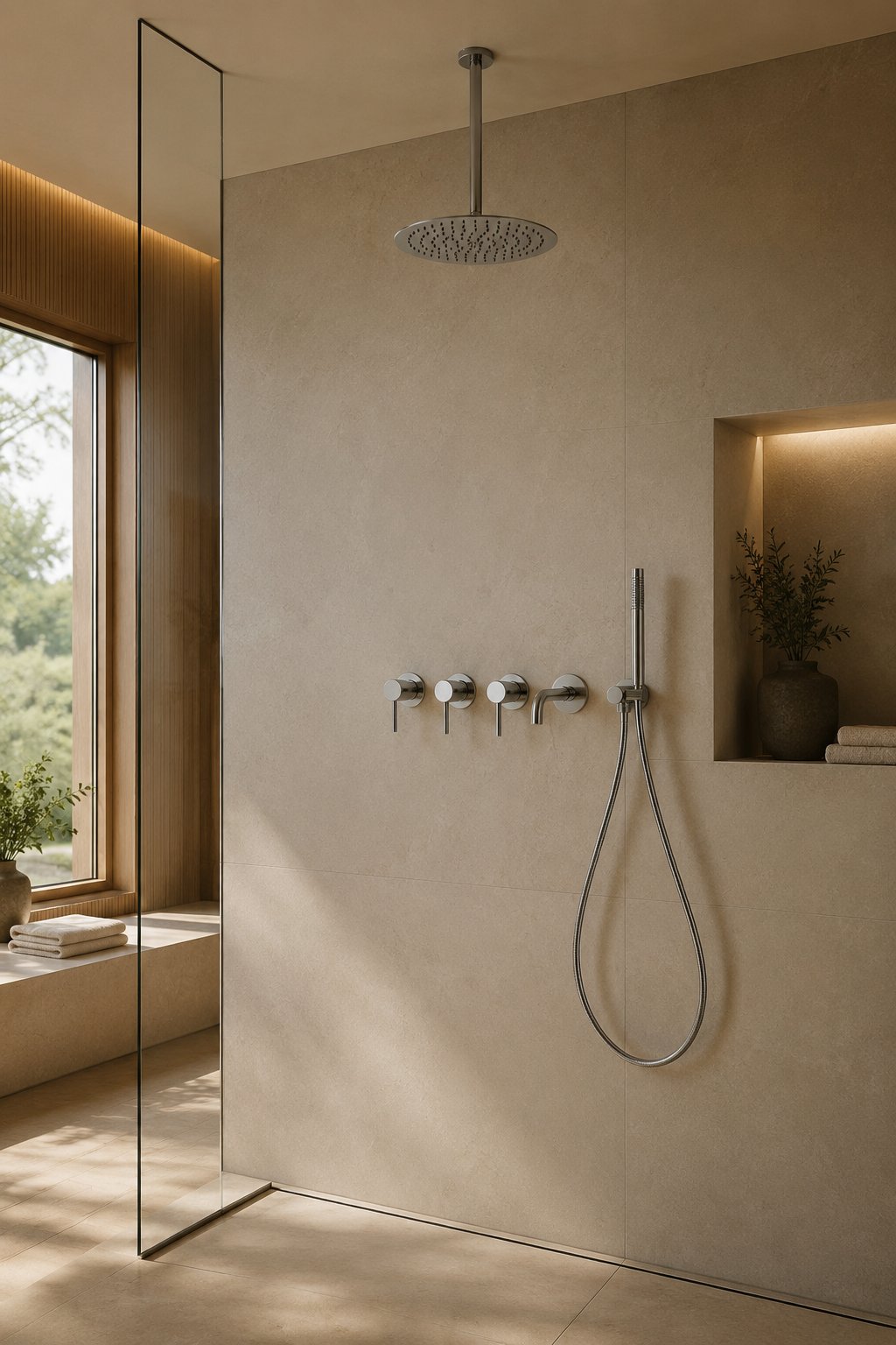 Colonne de douche avec mitigeur nickel brossé Ardion