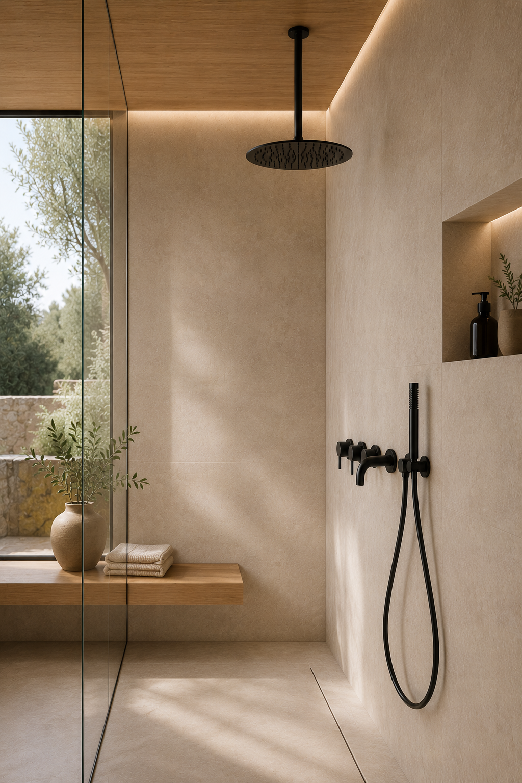 Colonne de douche avec mitigeur noire Ardion, visuel 2