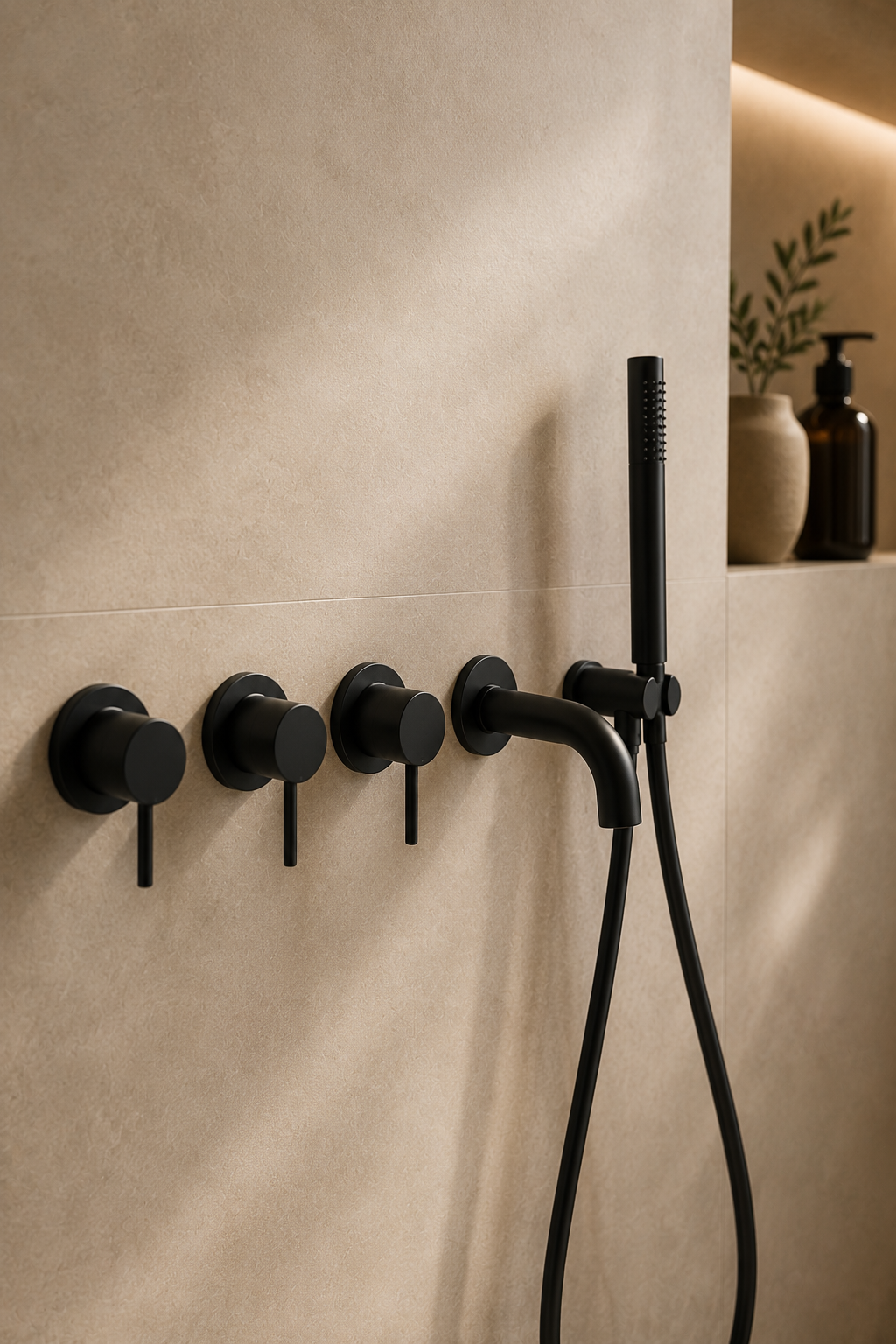 Colonne de douche avec mitigeur noire Ardion, visuel 3