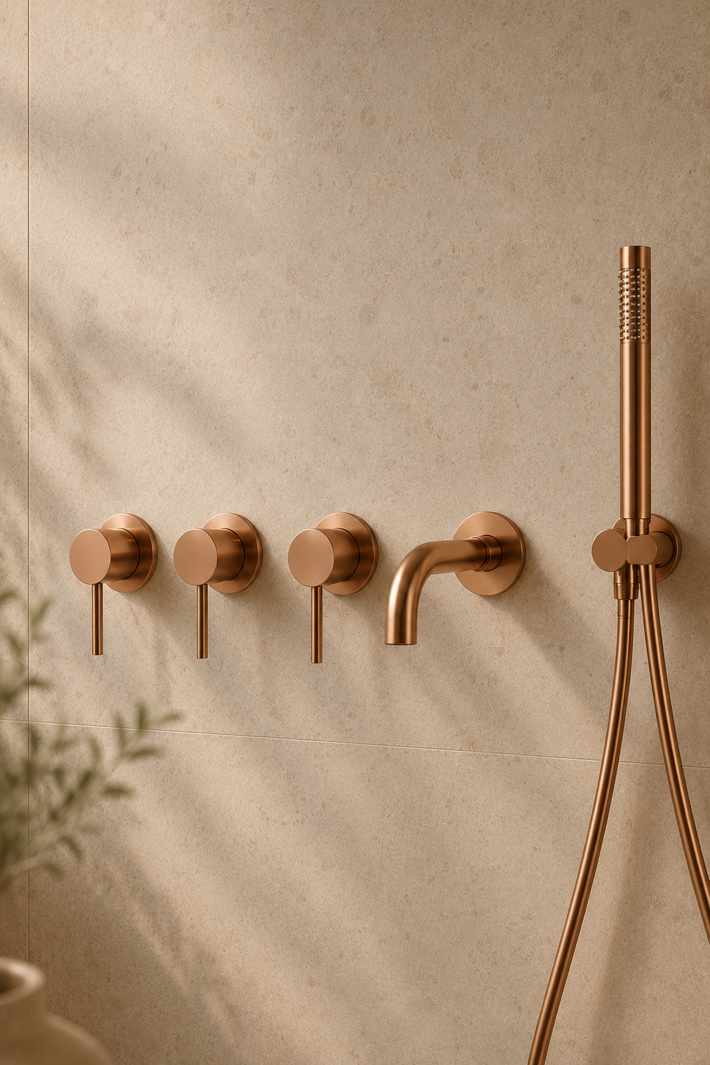 Colonne de douche avec mitigeur or rose brossé Ardion, visuel 2