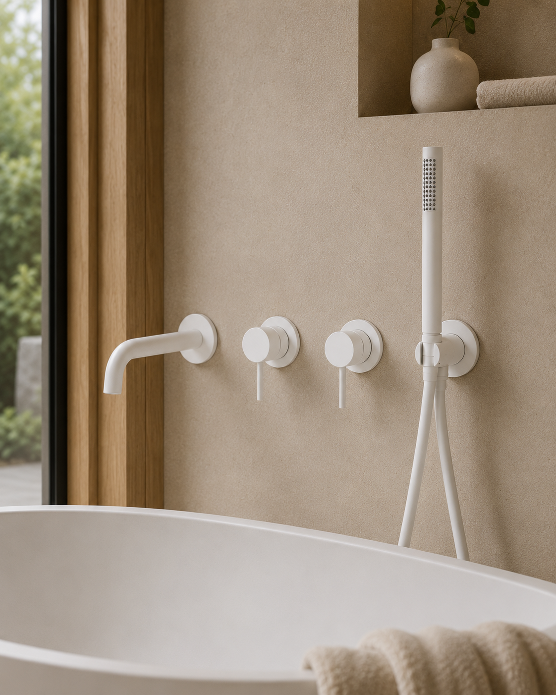 Ensemble bain-douche mural blanc BAÏA, visuel 3