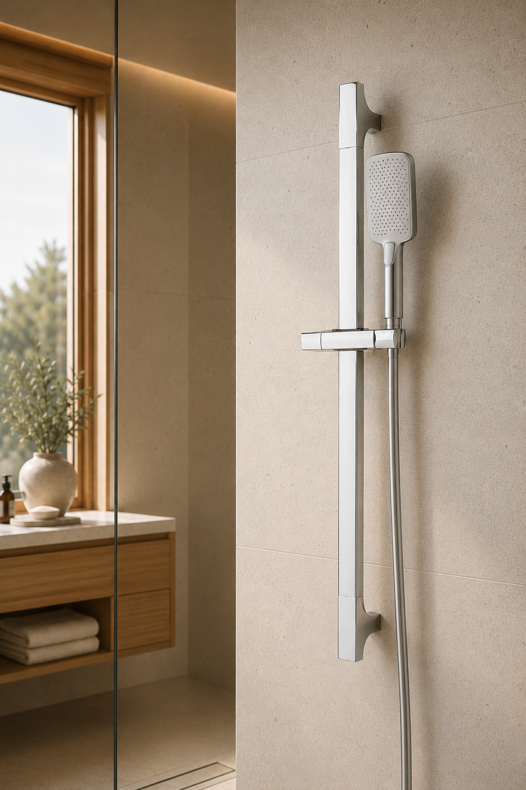 Colonne de douche réglable chrome Span, ensemble complet