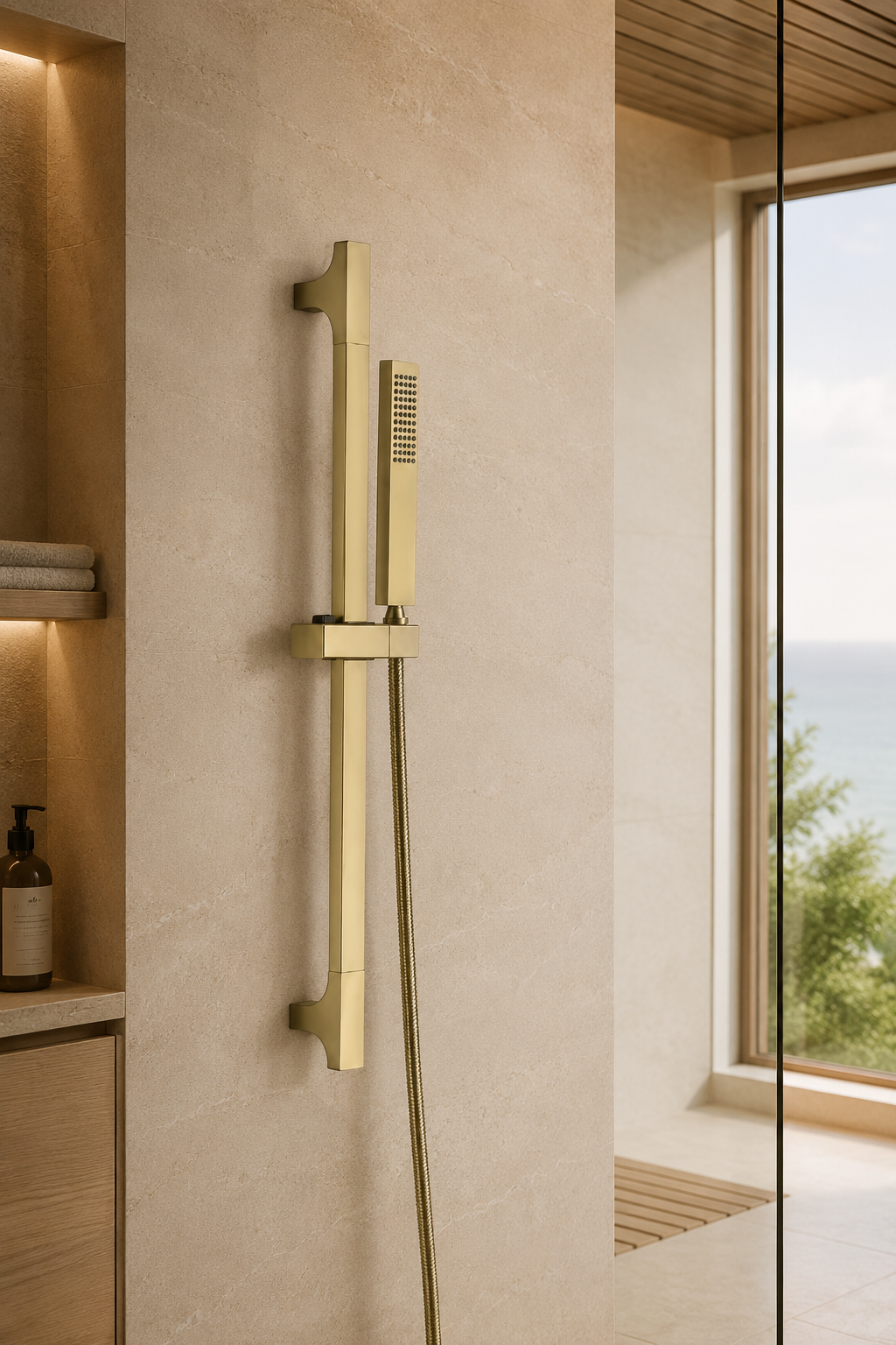 Colonne de douche inox or brossé Vrenn