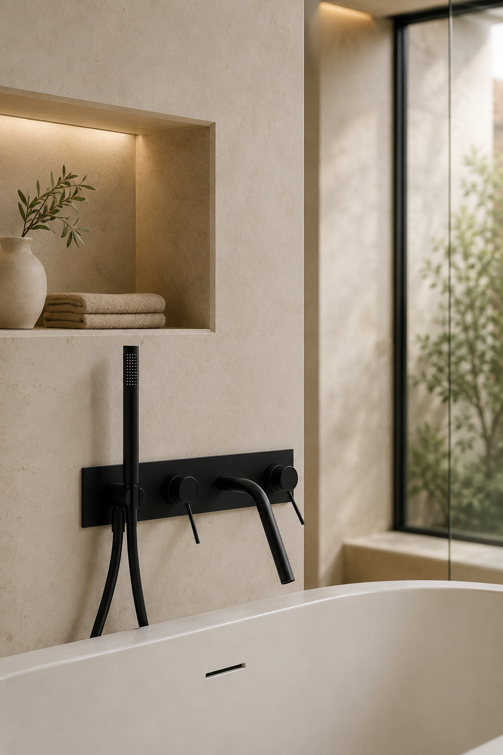 Colonne de douche baignoire noir mat LINÉA