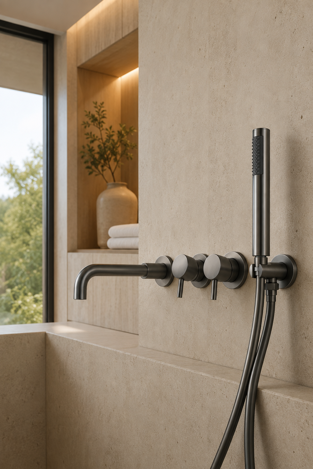 Robinet de baignoire mural gris anthracite NÉVA
