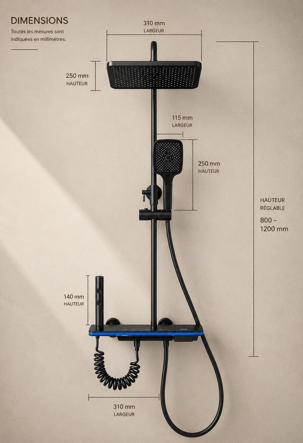 Nyrox Colonne de douche thermostatique