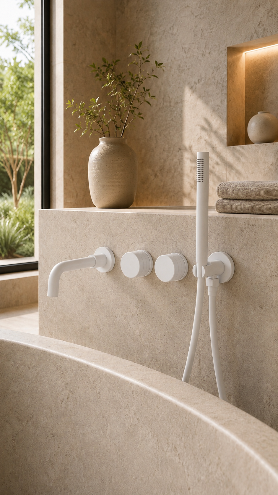 Robinet de baignoire mural blanc ORIA