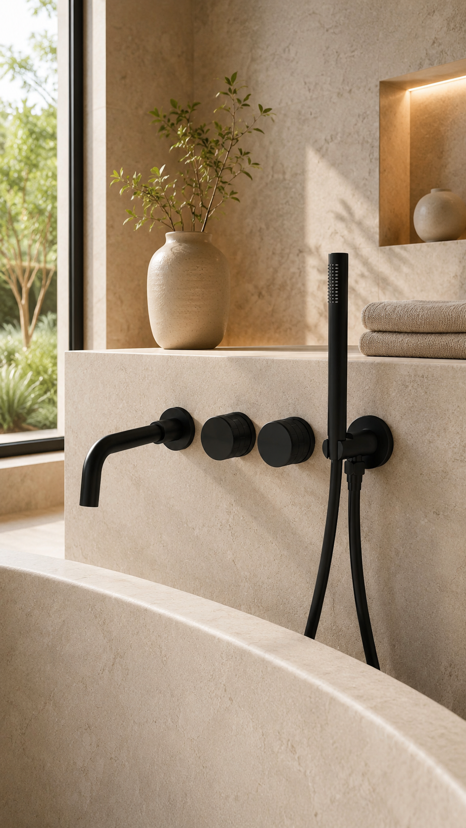 Robinet de baignoire mural noir mat ORIA