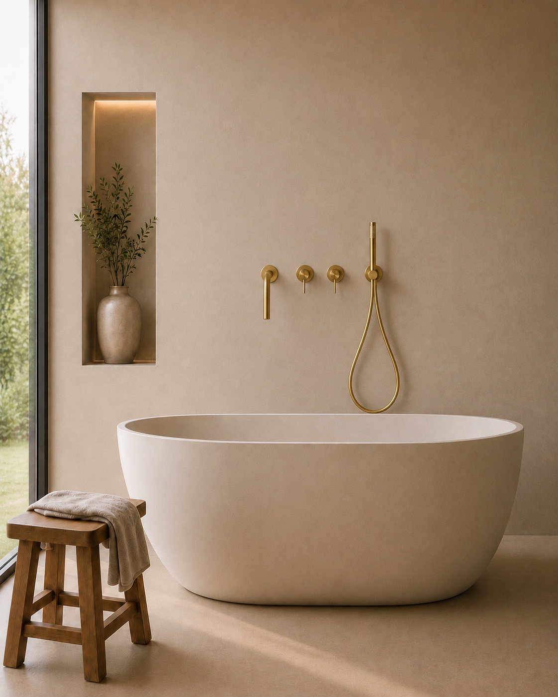 Robinet de baignoire encastré or brossé RIVA, visuel 2