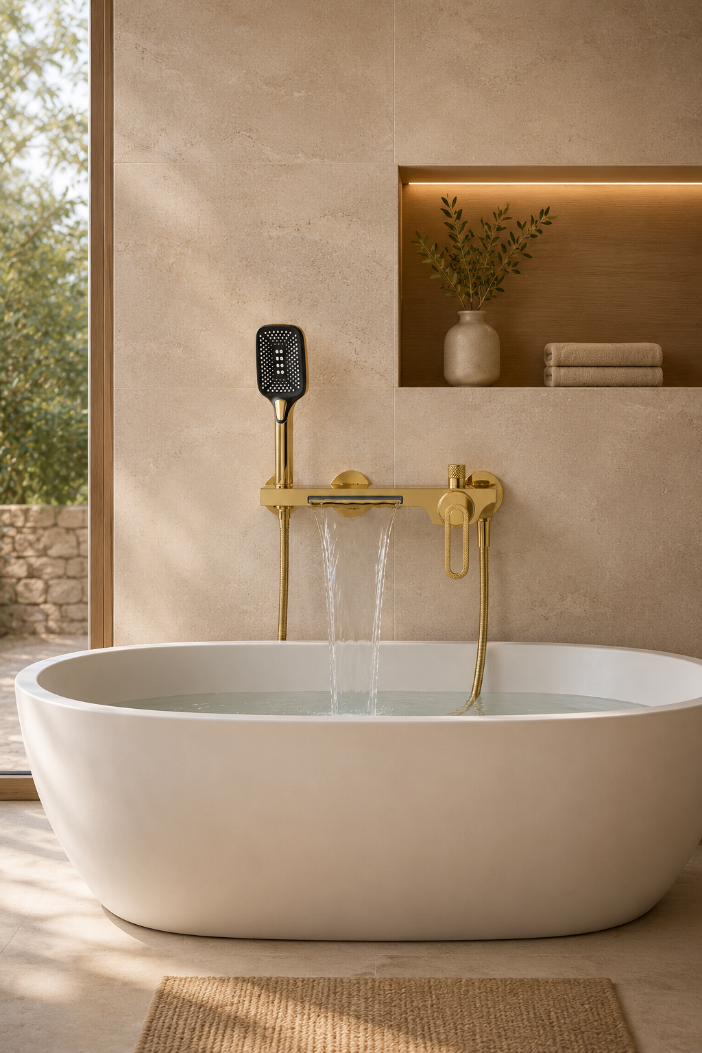 Colonne de douche baignoire dorée Rivo, visuel 2