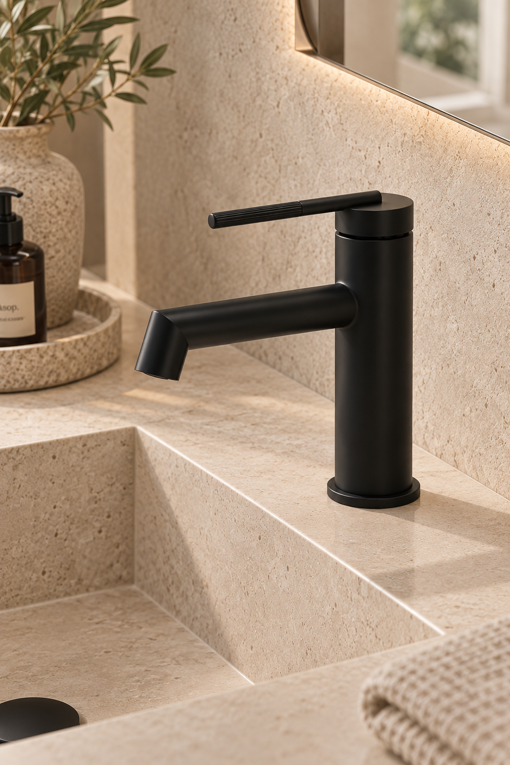 Robinet de lavabo bas noir mat ANÉLO, visuel 2