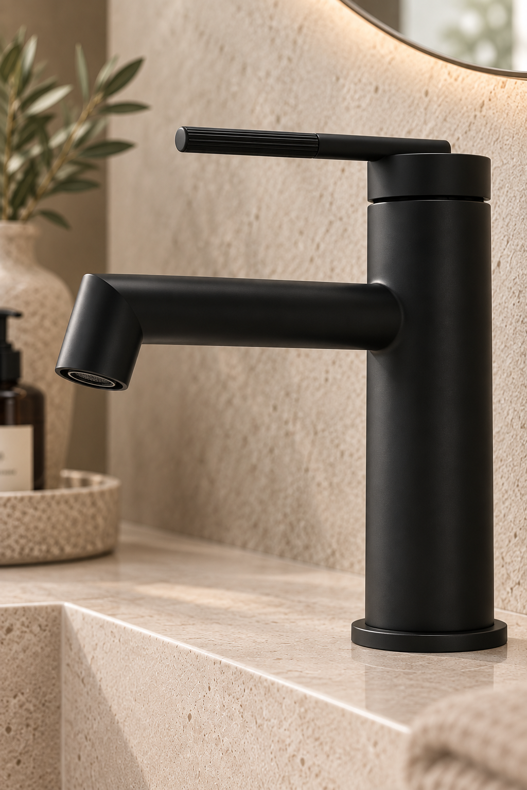Robinet de lavabo bas noir mat ANÉLO, visuel 4