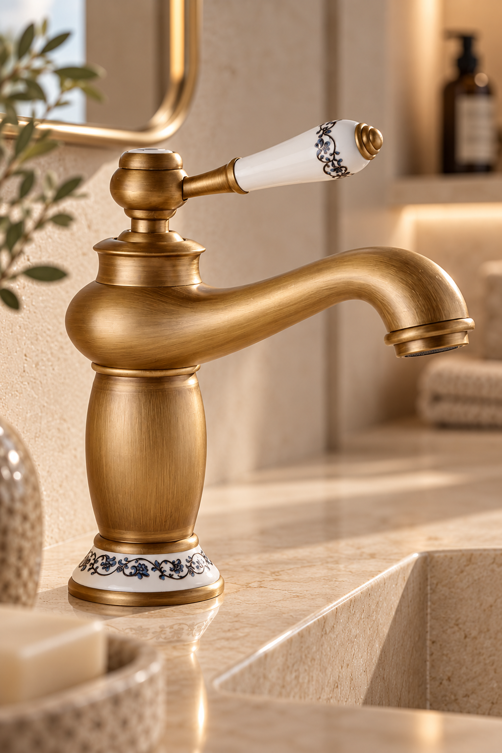 Robinet de lavabo bronze antique RÉVANE, visuel 3