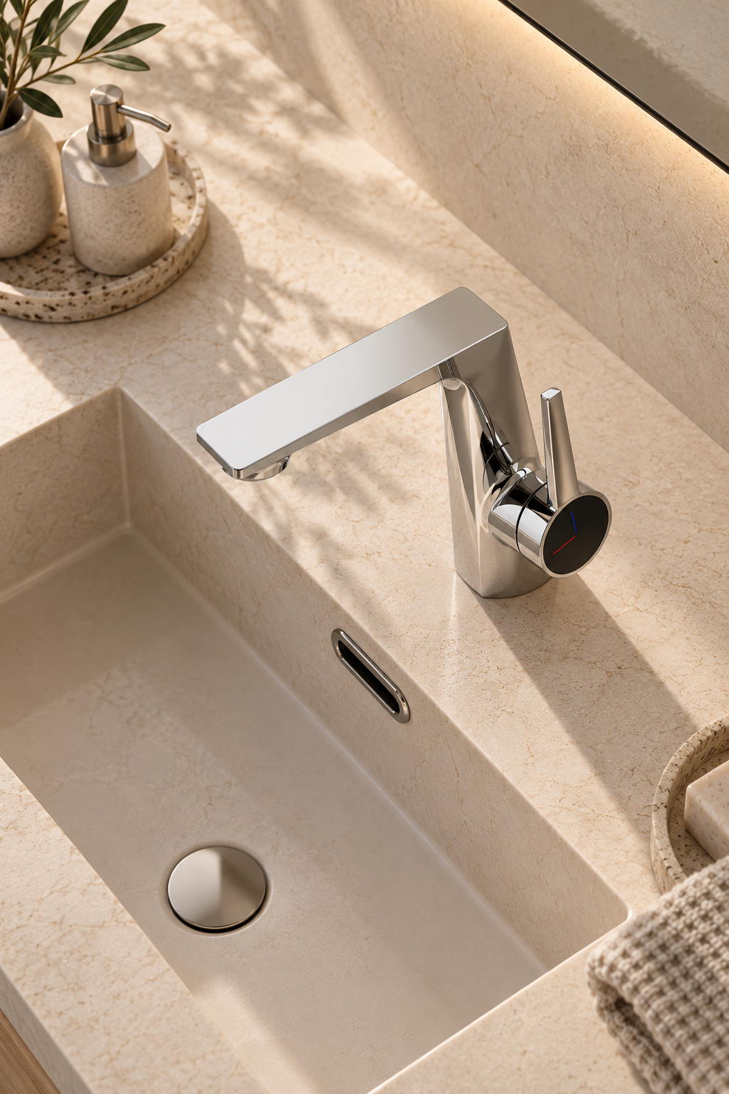 Robinet de lavabo SÉLVIO Chrome sur plan de vasque
