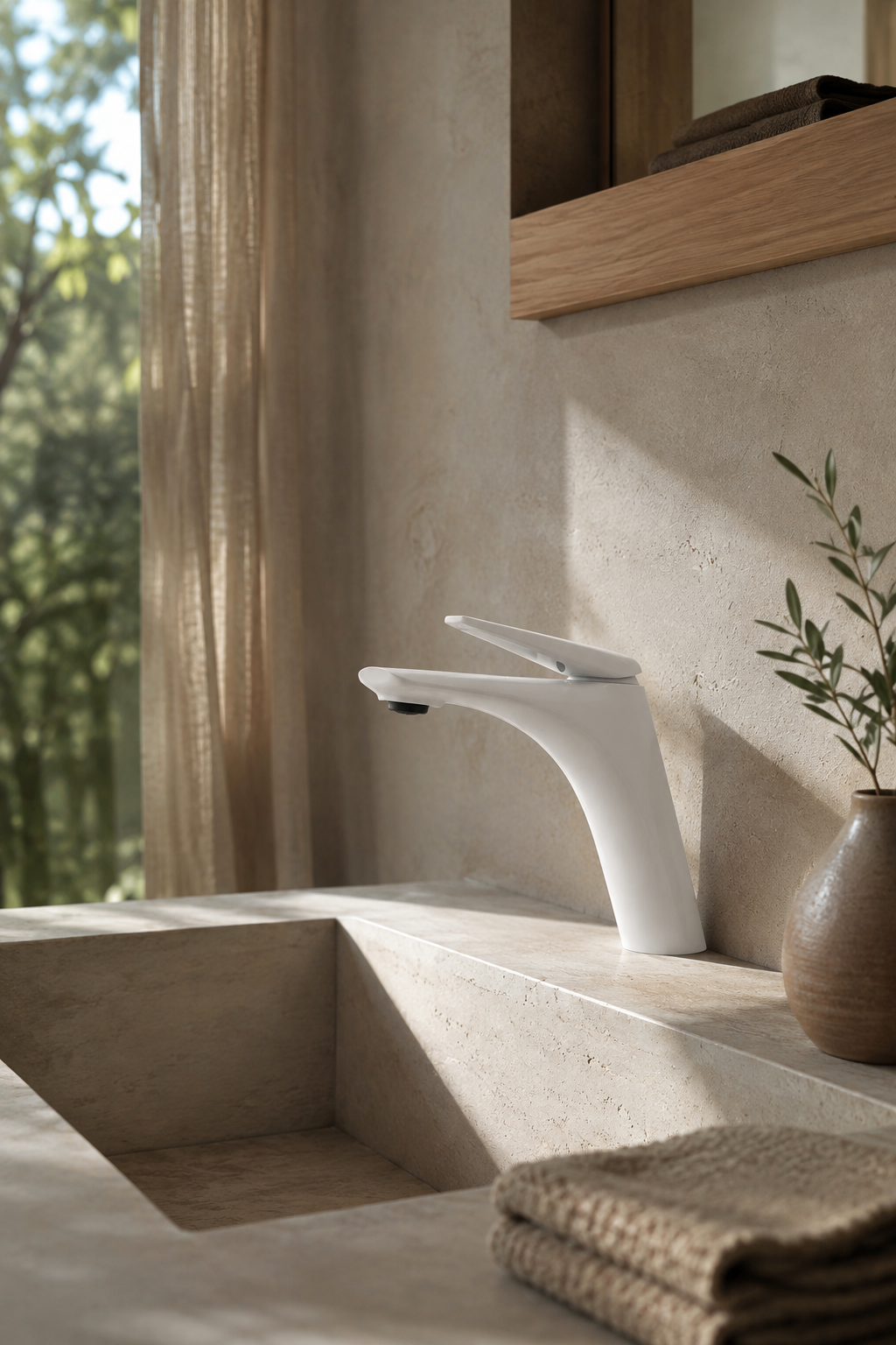 Robinet de lavabo blanc MÉANE en situation