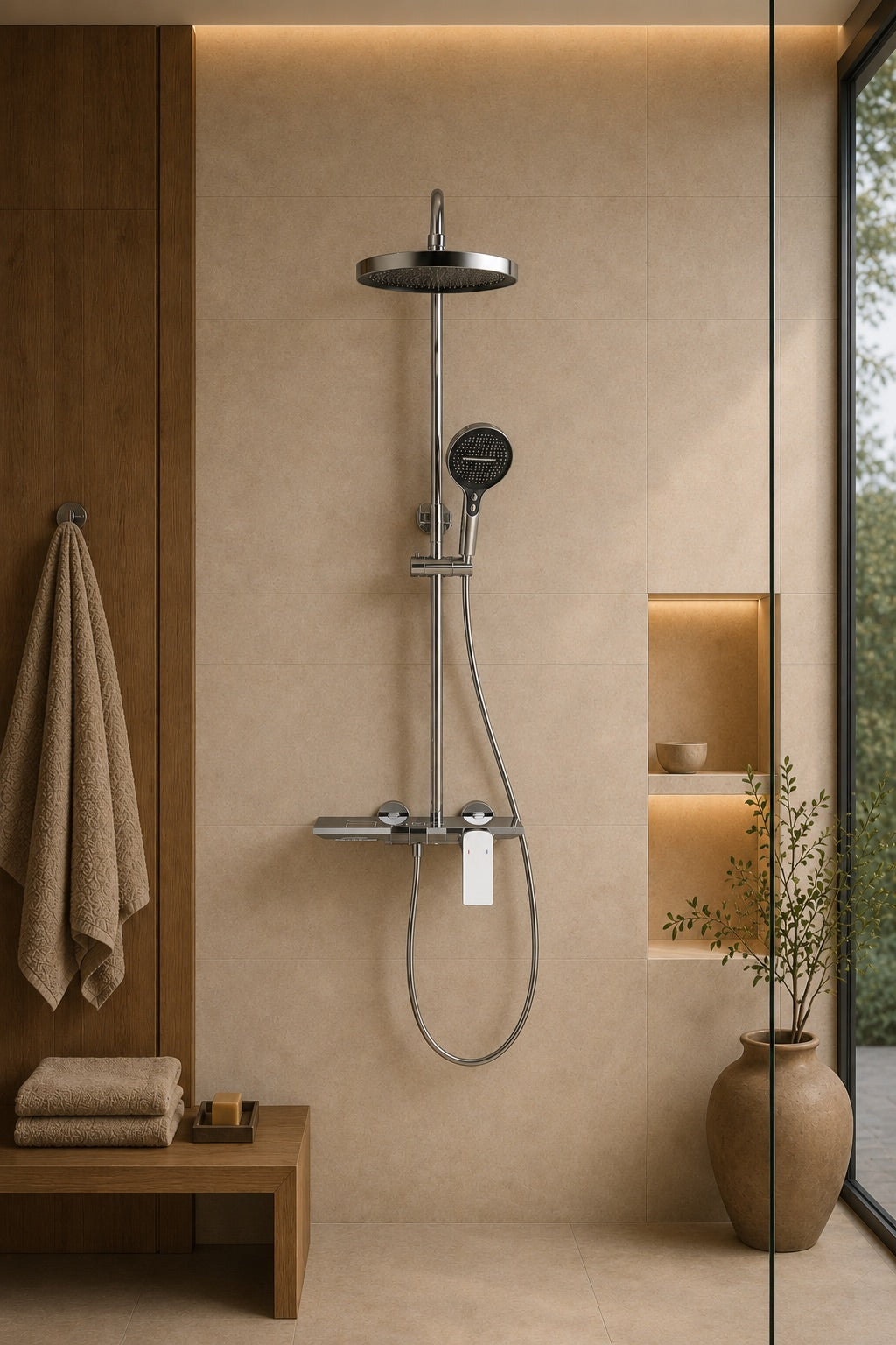 Colonne de douche à tablette chromée Vallor, visuel 25