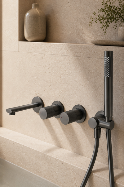 Robinet de baignoire mural gris anthracite AITANA, visuel 3