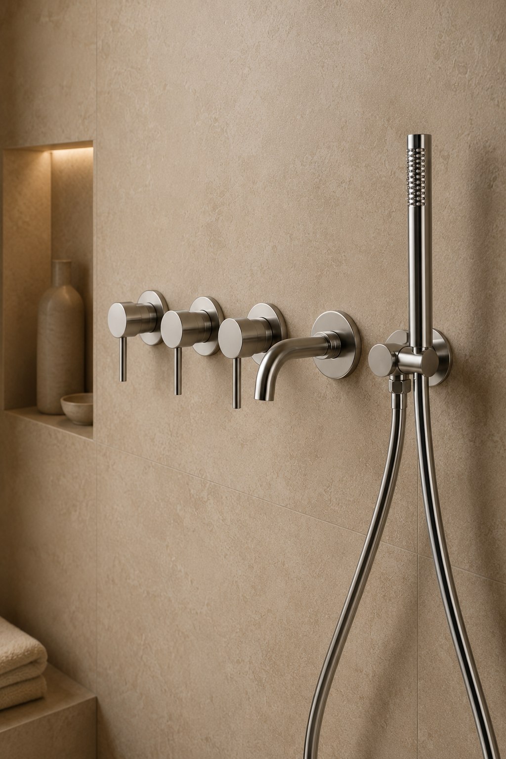 Colonne de douche avec mitigeur chromée Ardion, visuel 3