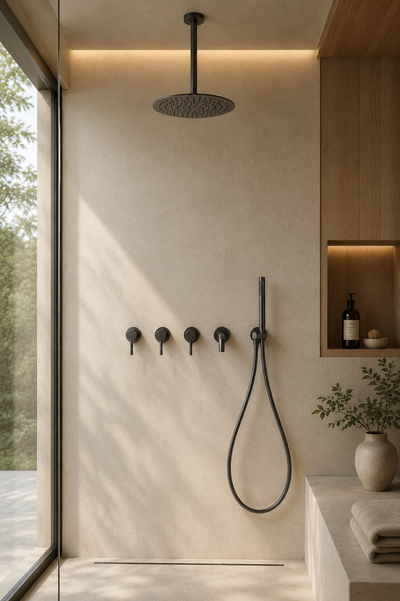 Colonne de douche avec mitigeur gris Ardion