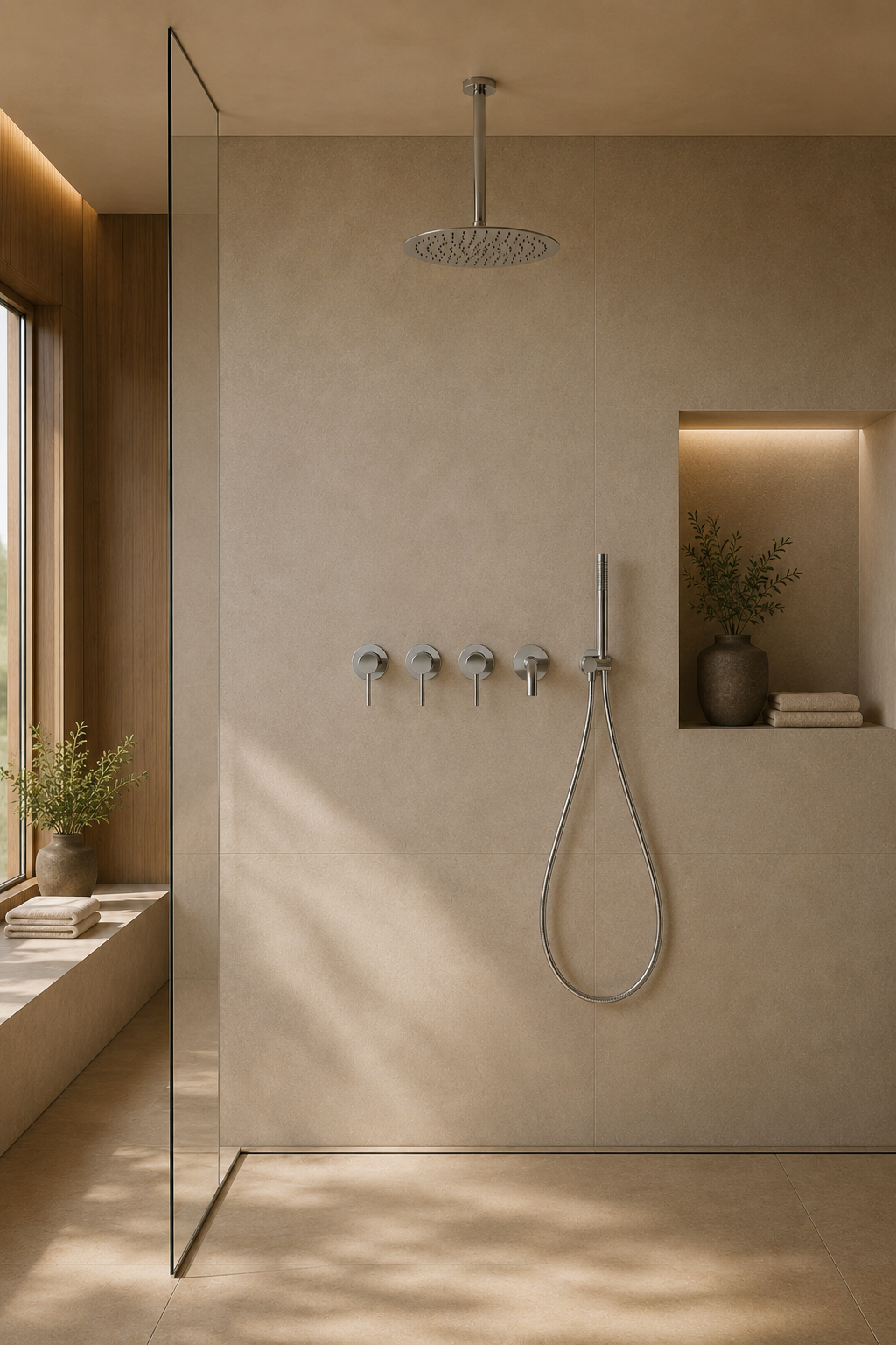 Colonne de douche avec mitigeur nickel brossé Ardion, visuel 2