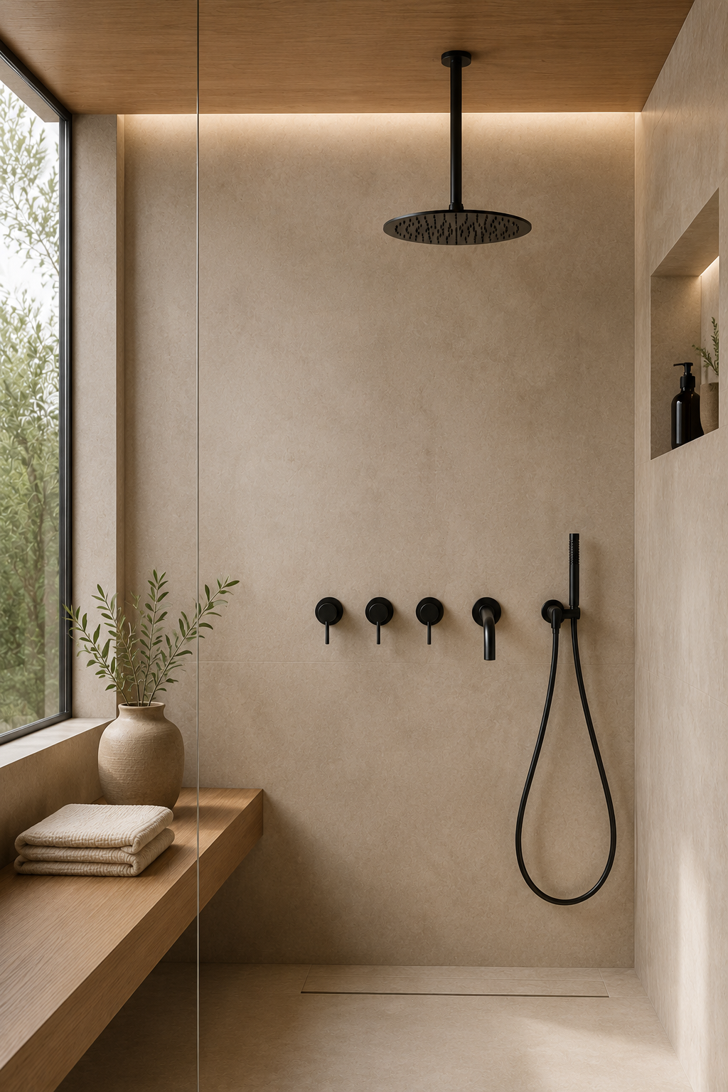 Colonne de douche avec mitigeur noire Ardion