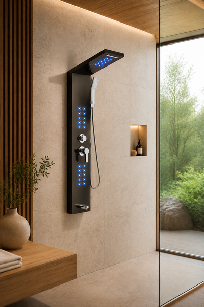 Colonne de douche hydromassante Auro noir, profil