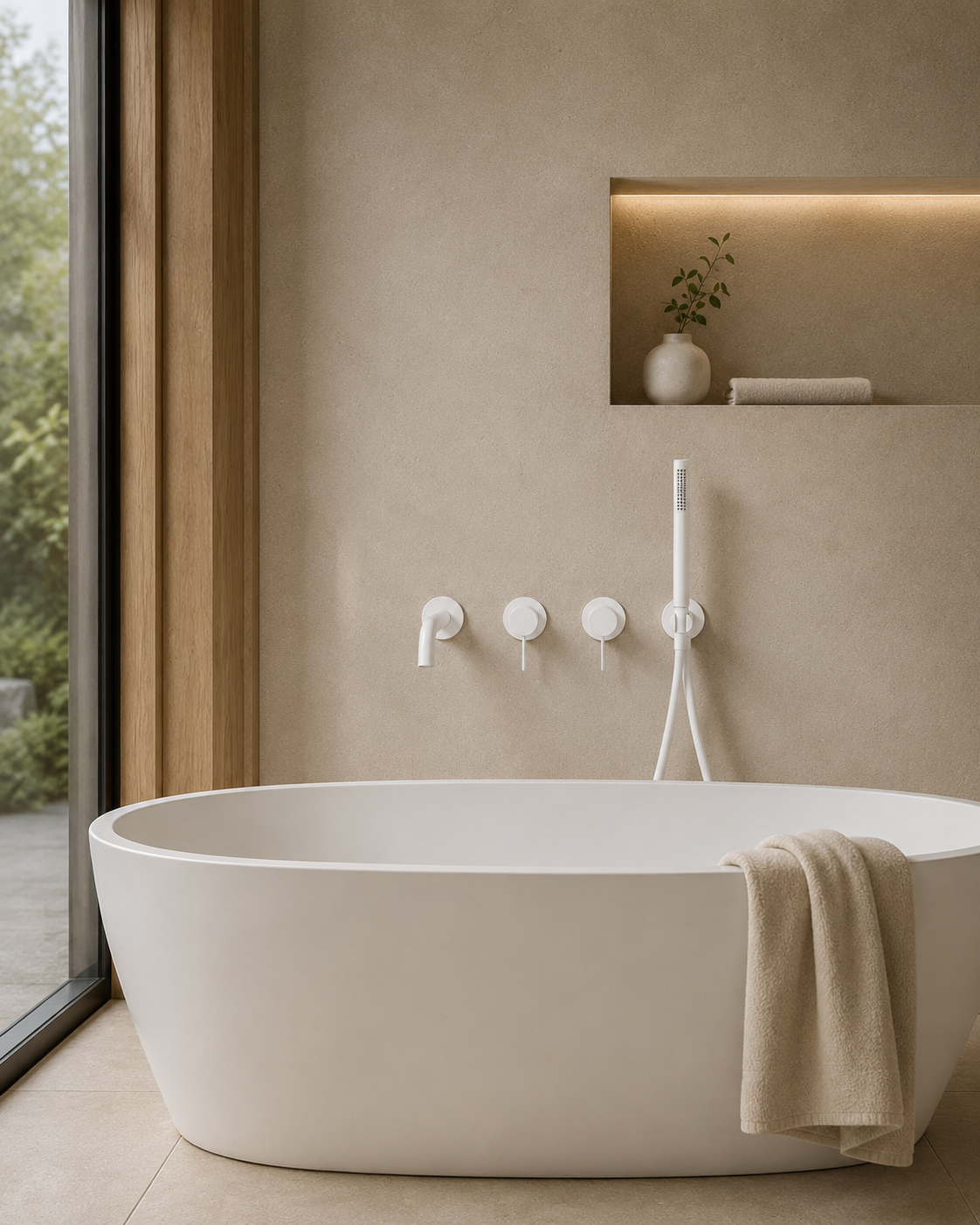 Ensemble bain-douche mural blanc BAÏA, visuel 2