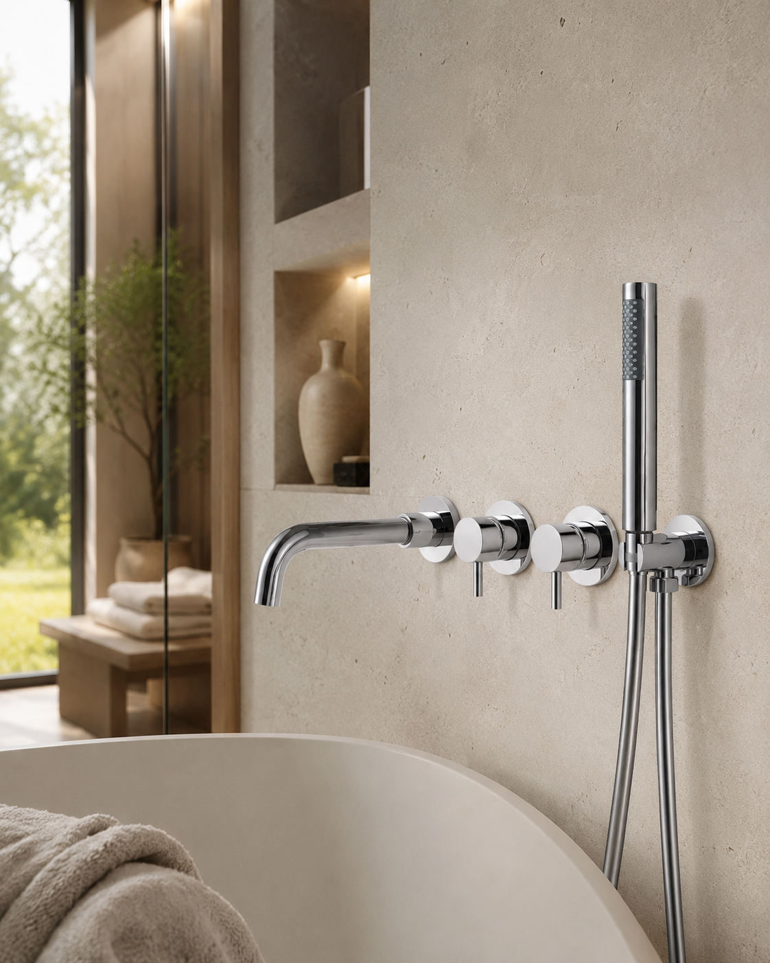 Ensemble bain-douche mural chromé BAÏA
