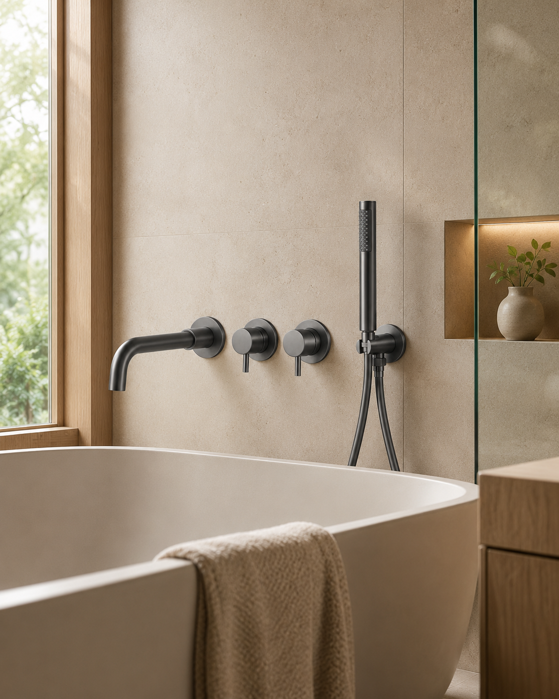 Ensemble bain-douche mural gris anthracite BAÏA