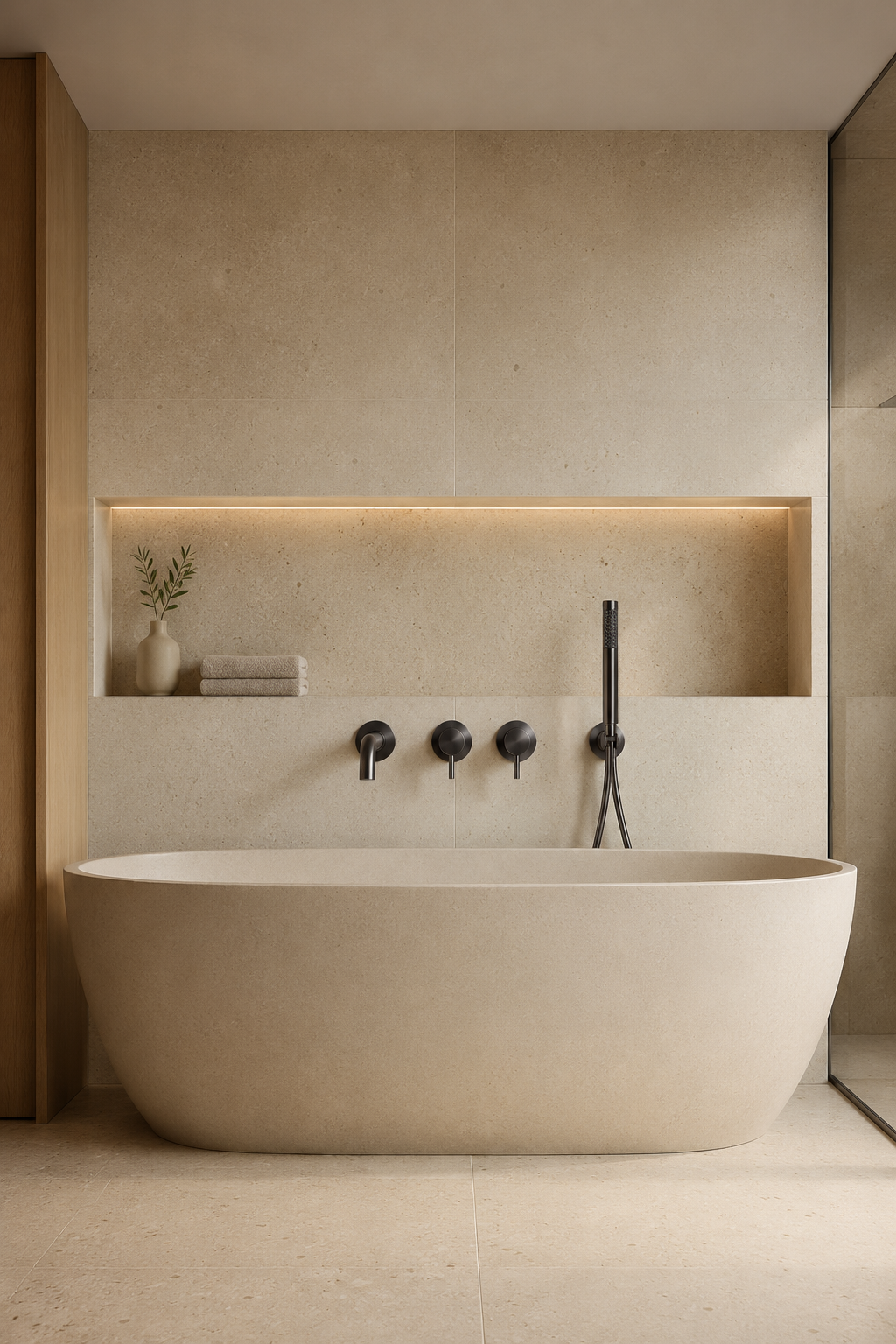 Ensemble bain-douche mural gris anthracite BAÏA, visuel 2