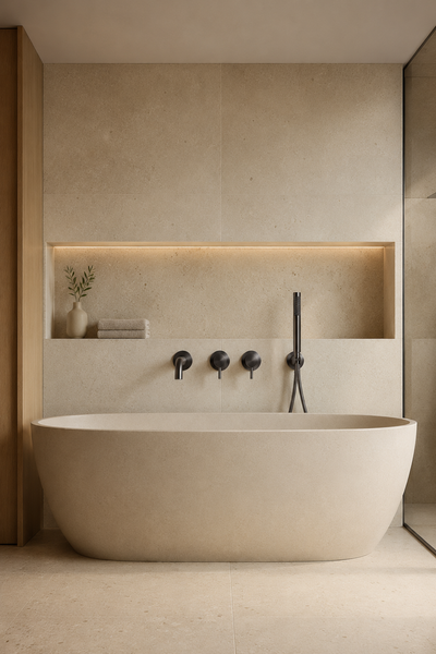 Ensemble bain-douche mural gris anthracite BAÏA, visuel 2