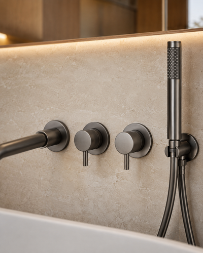 Ensemble bain-douche mural gris anthracite BAÏA, visuel 3