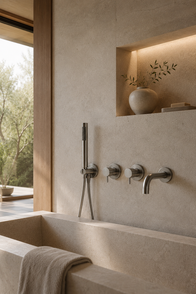 Ensemble bain-douche mural nickel brossé BAÏA