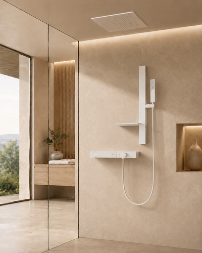 Système de douche thermostatique blanc CÉLESTE