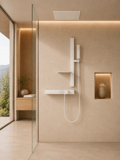 Système de douche thermostatique blanc CÉLESTE, visuel 2