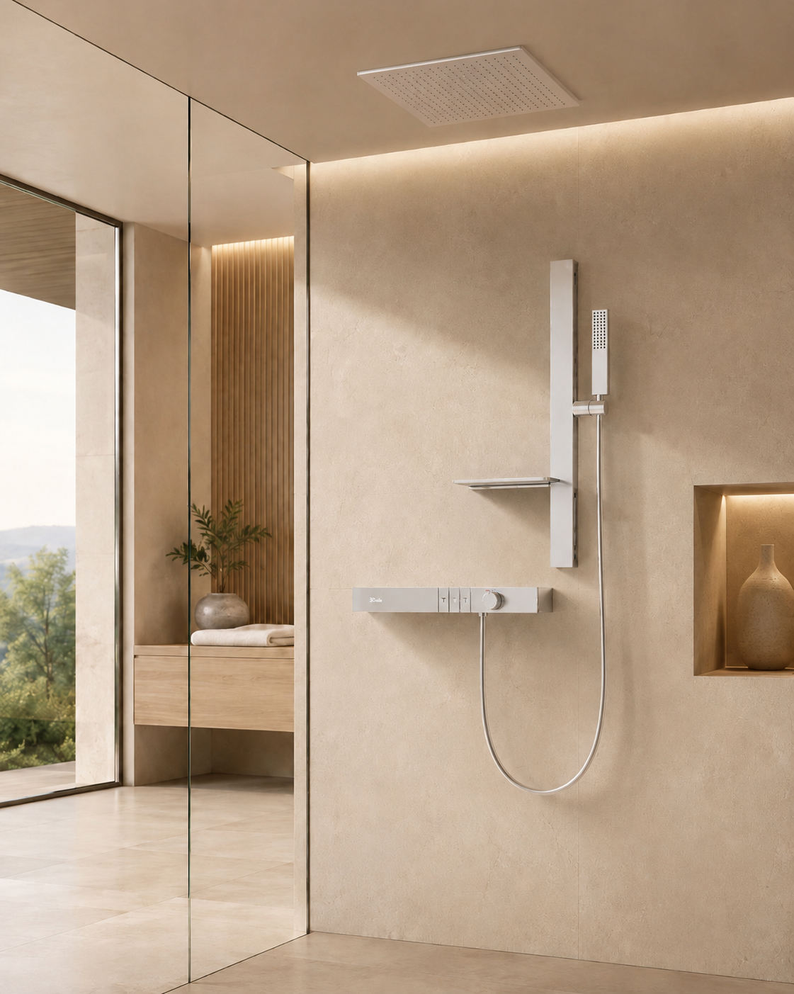 Système de douche thermostatique chromé CÉLESTE