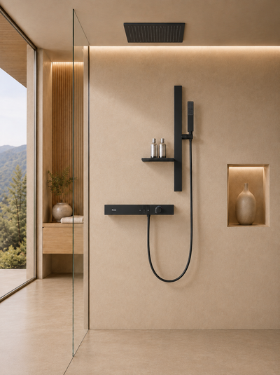 Système de douche thermostatique noir mat CÉLESTE, visuel 2