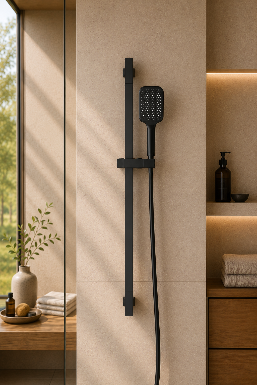 Colonne de douche coulissante noire Span, finition noire