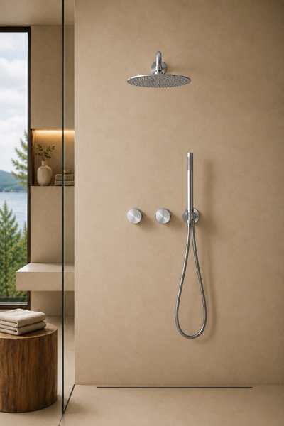 Pomme de douche murale et mitigeur chromé ÉLIA, visuel 2