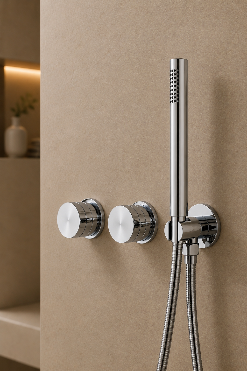 Pomme de douche murale et mitigeur chromé ÉLIA, visuel 3