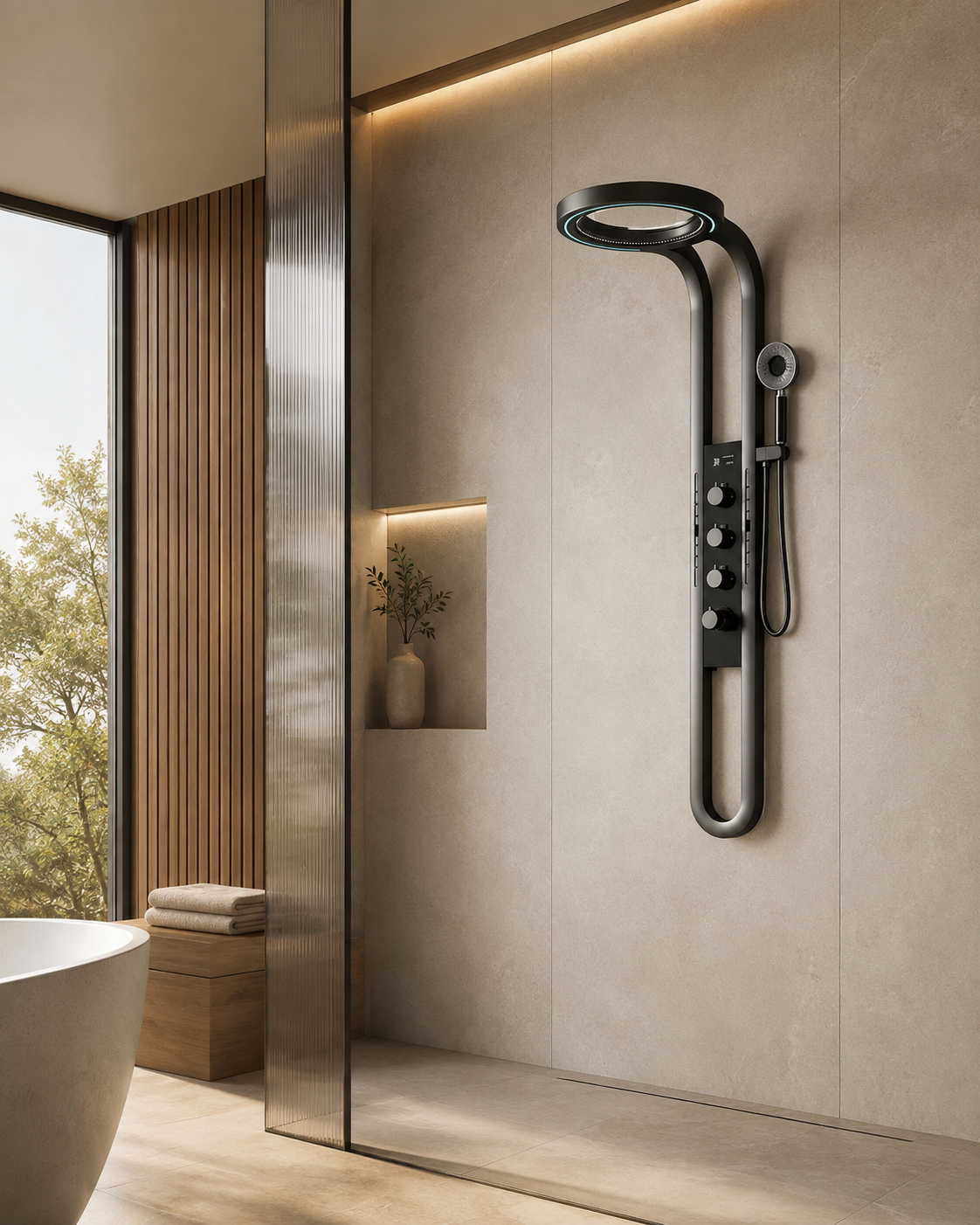 Panneau de douche hydromassant noir HYDRA