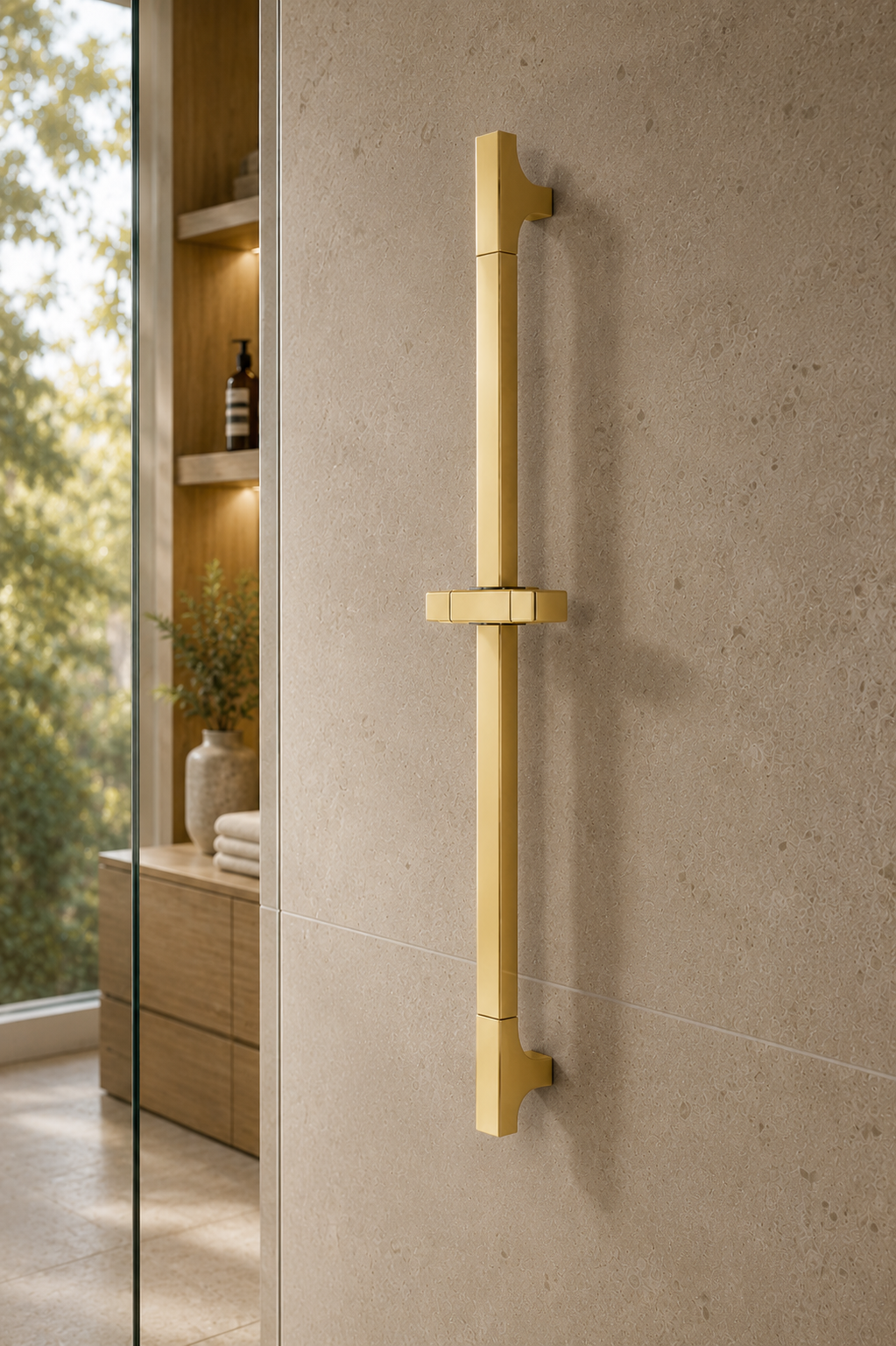 Barre de douche coulissante réglable dorée Span