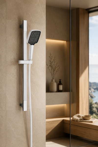 Colonne de douche coulissante blanche Span, ensemble complet