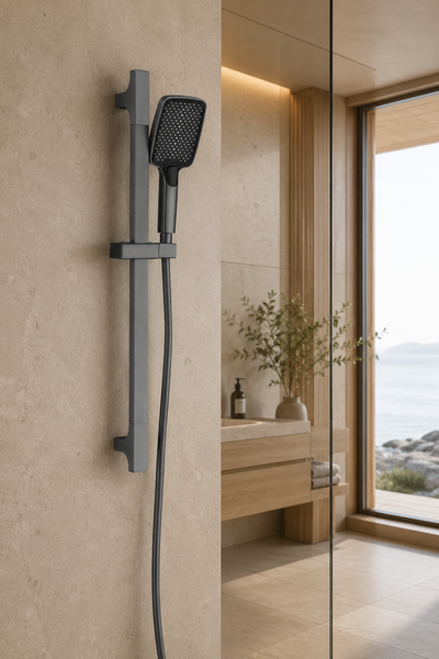 Colonne de douche coulissante grise Span, ensemble complet