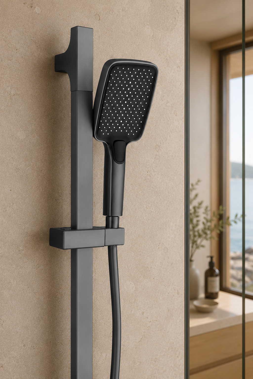Colonne de douche coulissante grise Span, ensemble complet