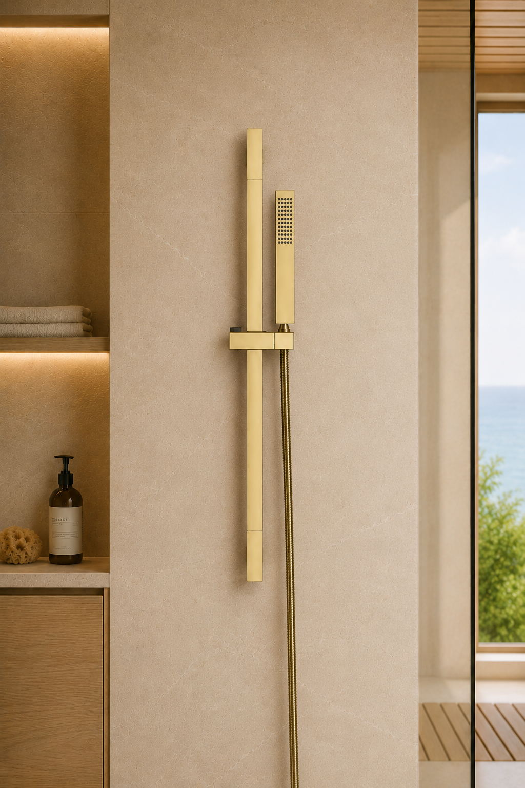 Colonne de douche inox or brossé Vrenn