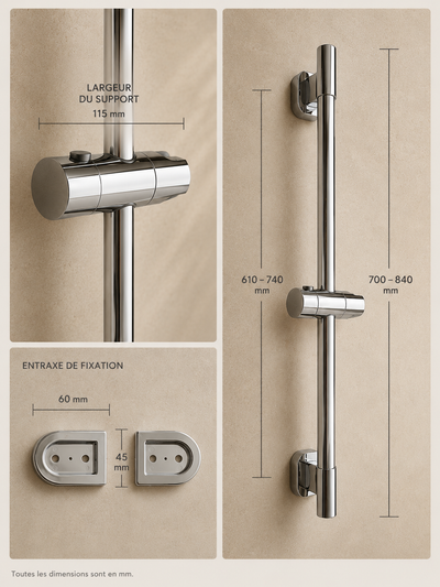Barre de douche coulissante réglable chrome Span